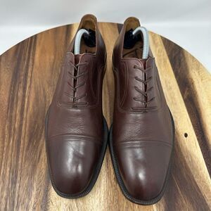 Magnanni Brown Leather Lace Up Cap Toe Oxford Dress Shoes Men’s 10 M